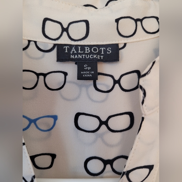 Talbots Sleeveless Off White Sunglass Semi Sheer Tank Top Small Petite - Picture 4 of 7